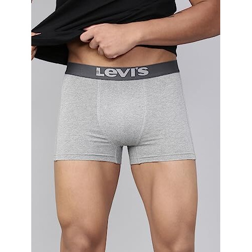 Levi's Men's Cotton Style 018 Neo Regular Fit Solid Trunk (Pack Of 2) (018-Trunk-Lt Dk Gmel-P2_Light, Dark Grey Melange_M)