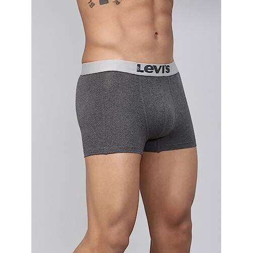 Levi's Men's Cotton Style 018 Neo Regular Fit Solid Trunk (Pack Of 2) (018-Trunk-Lt Dk Gmel-P2_Light, Dark Grey Melange_M)