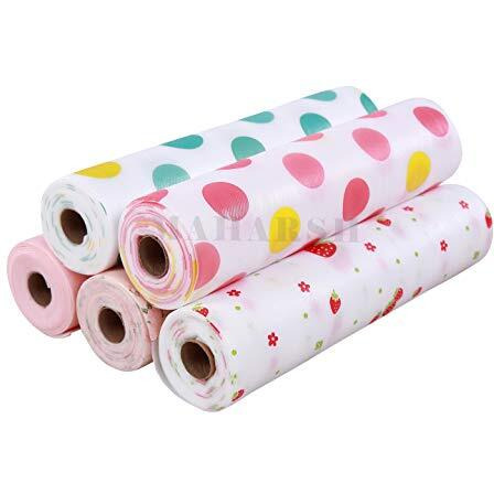 Maharsh Ent. Set Of 3 Rolls Printing Antibacterial Cabinet Plastic Foam Household Wardrobe Moisture Drawer Pad Waterproof Non-Slip Paper Kitchen Cupboard Liners Roll Mat, 30X300 Cm (Multicolour)