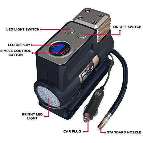 Ibell Plastic Heavy Duty Tyre Inflator Ca12-97, 12V Dc, 150 Psi (Digital), Air Volume 35L/Min (Black / Gold)