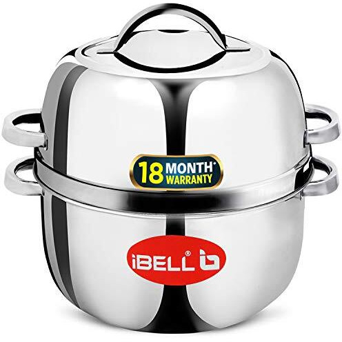 Ibell 1 Kilogram Premium Stainless Steel Steam Pot, Thermal Rice Cooker, Induction Based Pot With Rubber Gasket