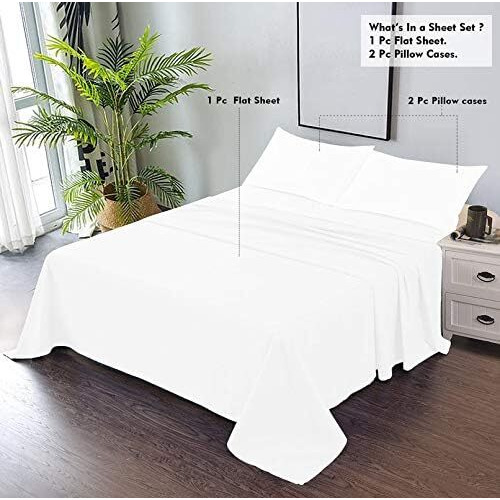 Ccwb 750 Tc 100% Egyptian Cotton Bed Sheets Sateen Finish Luxuries Hotel Quality (White, King - 3 Pieces Sheet Set, Pillow Covers)