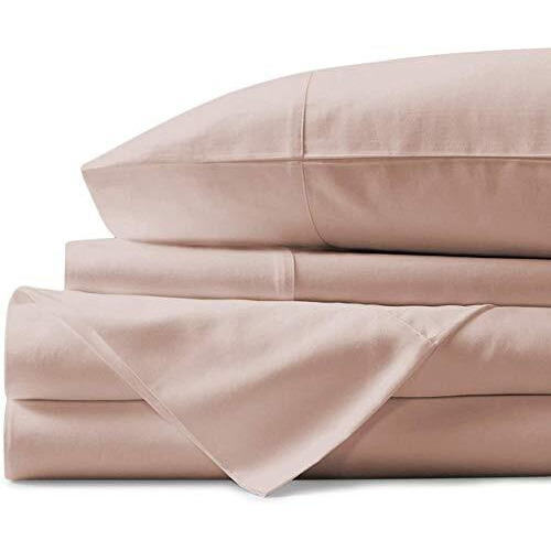 Ccwb 450 Tc 100% Cotton Blush/Peach Solid Pattern Export Quality King Size- 1 Bedsheet With 2 Pillow Covers