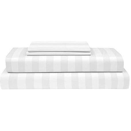Ccwb By Cotton Craft Premium 100% Cotton 600 Tc Bedsheet And Pillow Cases (King, White Stripe)