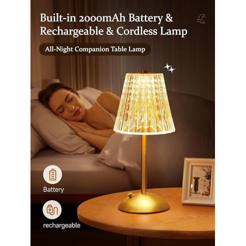 One Fire Wireless Table Lamp, 3 Colours, Led Table Lamp, Battery Table Lamp, 10-Way Dimmable Led Table Lamp, Wireless, Table Lamp, Vintage, Table Lamp, Led Touch Lamp, Wireless Table Lamp Battery