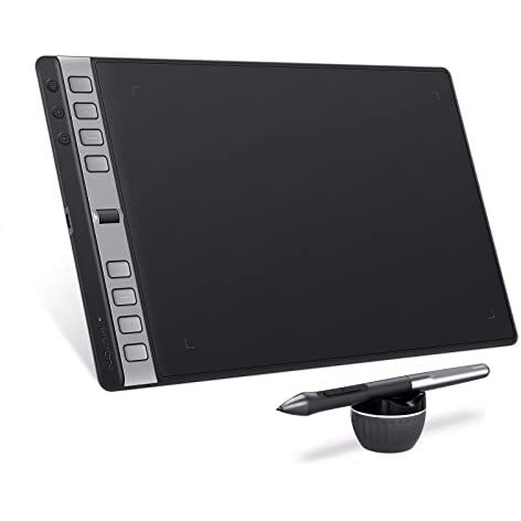 Huion Inspiroy 2 Large Drawing Tablet|Scroll Wheel |3-Set 8 Customized Keys| Battery- Free Stylus For Digital Art, Design, Sketch|10X6Inch Graphics Tablet| Works With Mac, Pc & Mobile|Black