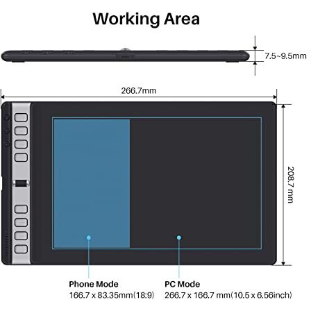Huion Inspiroy 2 Large Drawing Tablet|Scroll Wheel |3-Set 8 Customized Keys| Battery- Free Stylus For Digital Art, Design, Sketch|10X6Inch Graphics Tablet| Works With Mac, Pc & Mobile|Black