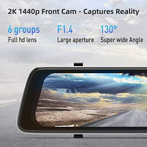 Ddpai Mola E3 Rearview Mirror Dashcam (2024 Type-C Version), Dual Channel With Qhd 1440P Front & 1080P Rear, Touch Screen, Wi-Fi, G-Sensor, Wdr, Ram 1Gb, Storage Max. 128Gb