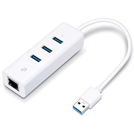 Tp-Link Ue330 Usb 3.0 3-Port Hub & Gigabit Ethernet Adapter 2 In 1 Usb Adapter For Laptop- Plug And Play, White