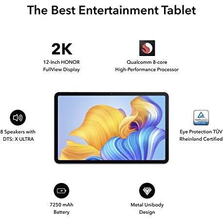 Honor Pad 8 30.4 Cm (12") 2K Display, Qualcomm Snapdragon 680, 6Gb Ram, 128Gb Storage, 8 Speakers, Android 12, Tuv Certified Eye Protection, Up To 14 Hours Battery, Wifi Tablet, Metal Body, Blue Hour