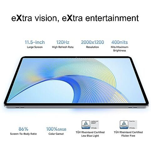 Honor Pad X9 With Free Flip-Cover 11.5-Inch (29.21 Cm) 120Hz 2K Display, Snapdragon 685, 8Gb (8Gb+5Gb Ram Turbo) 128Gb Rom, 6 Speakers, Up-To 13 Hours Battery, Android, Wifi, Metal Body, Gray