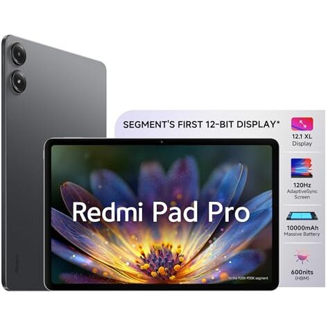 Redmi Pad Pro| Snapdragon 7S Gen 2| 30.7Cm(12.1") Tablet| 33+ Days Standby|10000Mah| Hyperos| 120Hz|6Gb, 128Gb| Quad Speakers|Wi-Fi 6| Graphite Grey