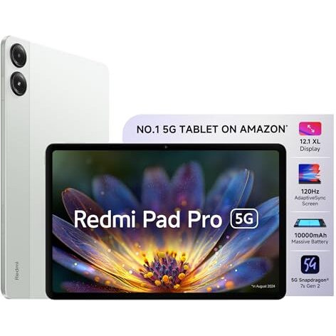 Redmi Pad Pro 5G |Snapdragon 7S Gen 2|30.7Cm(12.1") Tablet|33+ Days Standby| 10000Mah|Hyperos|8Gb, 128Gb|Quad Speakers |Wi-Fi 6 + 5G |Quick Silver