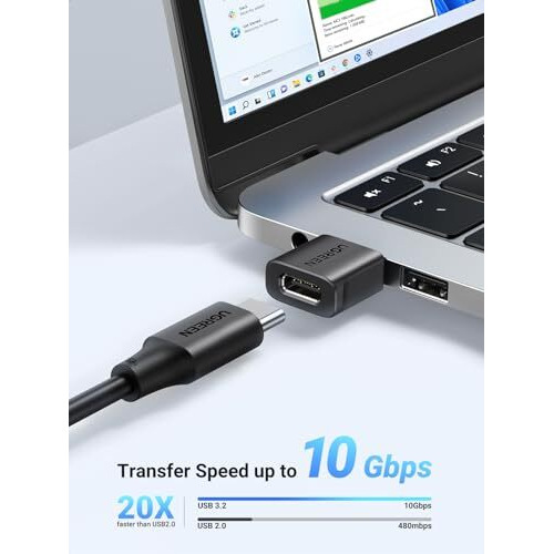 Ugreen 10Gbps Usb To Usb C Adapter 2 Pack, Type C Female To A Male Adaptor Fast Charge And Sync Converter Compatible With Iphone 16/15/14, Galaxy S24, Pixel 9, Macbook Air, Ipad Pro(Black)