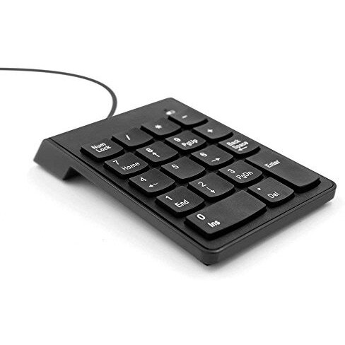 Spin Cart Usb Numeric Keypad Portable Slim Mini Number Pad For Laptop Desktop Computer Pc, Full Size 18 Key, Big Print Letters - Black