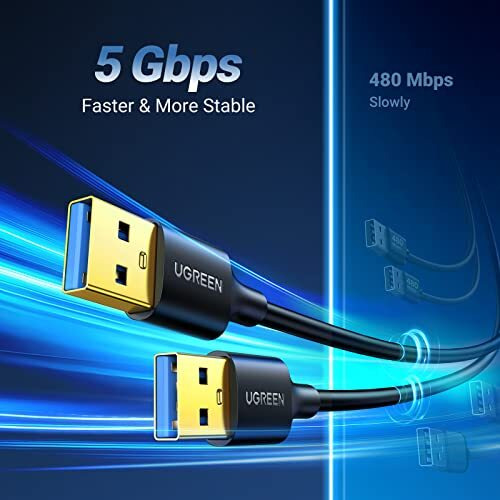 Ugreen Usb To Usb Cable, Type A Male To Male Cord For Data Transfer Compatible With Hard Drive, Laptop, Dvd Player, Tv, Hub, Monitor, Camera, Set Top Box And More 0.5M
