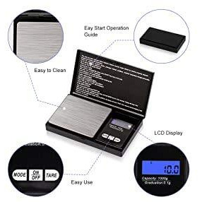 Orrda Mini Digital Pocket Jewelry Weighing Scale | Plastic Gold/Jewellery Mini Digital Weighing Machine (500 G X 0.1 G, Black/Silver)