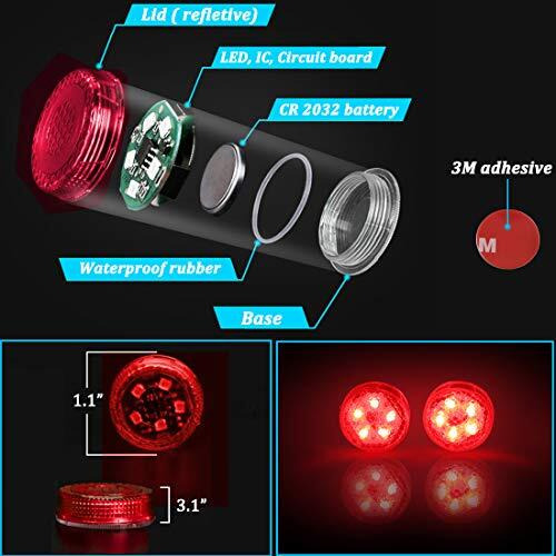 Botepon 4Pcs Universal Wireless Car Door Led Warning Light, Waterproof Led Strobe Flicker For Anti Rear-End Collision (Red)