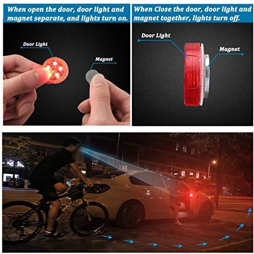 Botepon 4Pcs Universal Wireless Car Door Led Warning Light, Waterproof Led Strobe Flicker For Anti Rear-End Collision (Red)