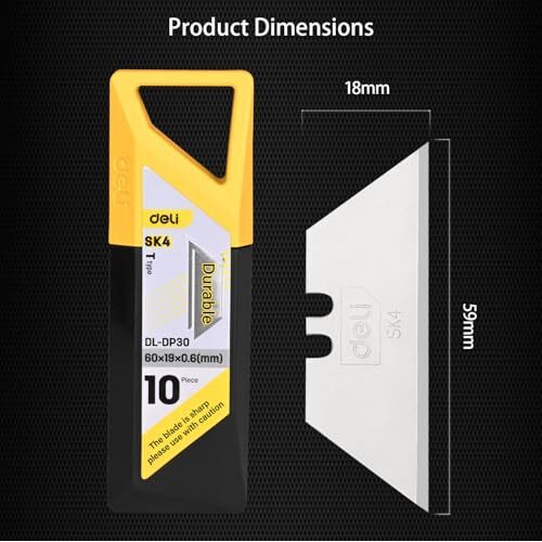 Deli Dl-Dp30 Heavy Duty Cutter Sk4 Carbon Steel Heat Treated Blade Retractable Utility Knife With 2-Section Durable T-Type Blades For Personal & Professional Use (10Pc In 1)