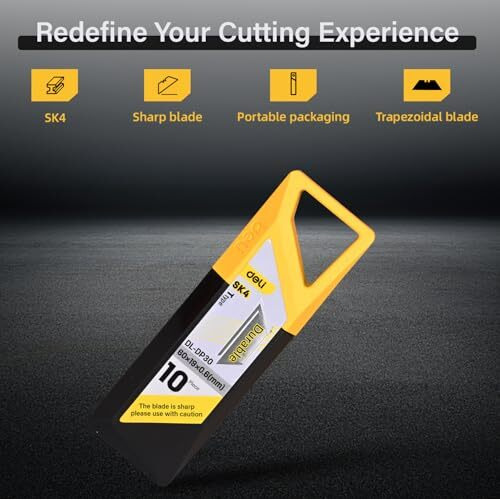 Deli Dl-Dp30 Heavy Duty Cutter Sk4 Carbon Steel Heat Treated Blade Retractable Utility Knife With 2-Section Durable T-Type Blades For Personal & Professional Use (10Pc In 1)