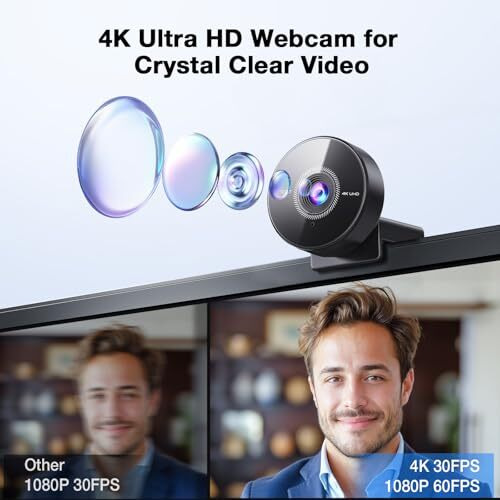 Emeet C950 4K Webcam For Pc - 8 Megapixels 4K Uhd, Pdaf Autofocus, Noise-Canceling Mic, 70 Fov, 1080P@60Fps, Privacy Cover, Usb 2.0 Plug&Play, Ideal Pc Camera 4K For Zoom/Teams/Skype/Google Meet