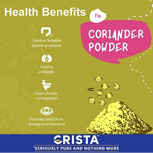 Crista 100 Gms Coriander Powder | Dhaniya Powder | With Zero Added Colours, Fillers, Additives & Preservatives | Natural & Aromatic | Farm Fresh