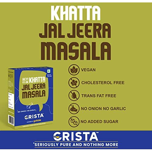 Crista Khatta Jal Jeera Masala | Vegan | Cholesterol Free | Trans Fat Free | No Onion | No Garlic | No Added Sugar | Zero Added Colours, Fillers, Additives & Preservatives | 100 Gms