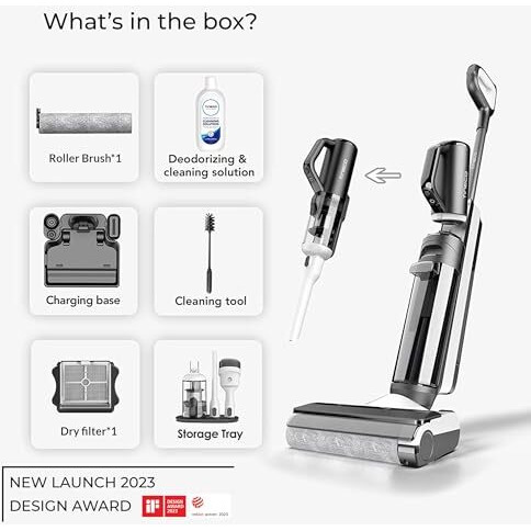 Tineco S5 Combo, World's No1 Cordless Vacuum Cleaner, Wet & Dry Auto Floor Washer & Handheld Cordless Vacuum For All Corners Of Home, Self Cleaning Main Brush, Patented Iloop Tech For Auto-Suction