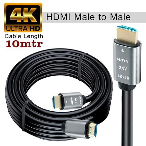 Rts High-Speed 3D 4K 10 Meter Hdmi Cable Hdmi 2.0 Supported | 4K 60Hz, Hd Audio & Video 2160P, Compatible With Windows, Computer, Laptop, Apple Projector, Set-Top Box, Hd Tv,Monitor,Xbox 360,Ps5 Ps4