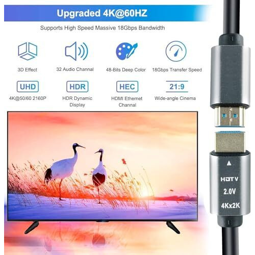 Rts High-Speed 3D 4K 10 Meter Hdmi Cable Hdmi 2.0 Supported | 4K 60Hz, Hd Audio & Video 2160P, Compatible With Windows, Computer, Laptop, Apple Projector, Set-Top Box, Hd Tv,Monitor,Xbox 360,Ps5 Ps4