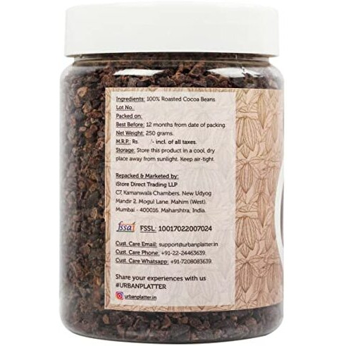 Urban Platter Cacao Nibs, 250G (Roasted & Cracked | Unsweetened | 100% Cacao Bean Bits | Aromatic & Crunchy | Antioxidant-Rich Superfood | Product Of South India)