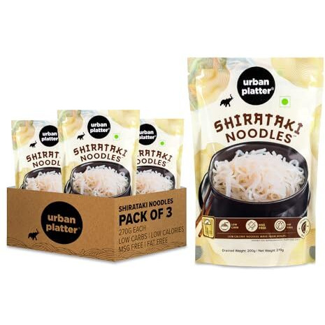Urban Platter Shirataki Noodles, 270G Pack Of 3 (Keto-Friendly | Low-Carb | Fat-Free | Gluten-Free | Ultra-Low Calorie Konjac Miracle Noodles)