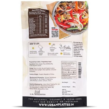 Urban Platter Shirataki Noodles, 270G Pack Of 3 (Keto-Friendly | Low-Carb | Fat-Free | Gluten-Free | Ultra-Low Calorie Konjac Miracle Noodles)
