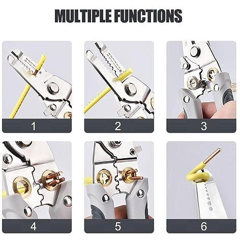 Moyesta 6-In-1 Wire Stripper And Cutter Pliers For Electricians - Cable Stripping, Cutting, Winding, Crimping - Precision Stainless Steel Hand Tool For Decrustation
