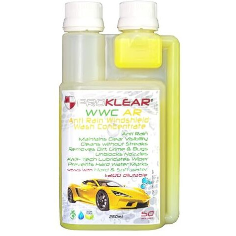 Proklear Wwc-Ar Windshield/Plastic Treatment Anti Rain Helmet Visor Windshield Wash Additive Concentrate Helmet Visor Water Beading And Anti Wiper Judder Formula (250Ml)
