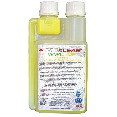 Proklear Wwc-Ar Windshield/Plastic Treatment Anti Rain Helmet Visor Windshield Wash Additive Concentrate Helmet Visor Water Beading And Anti Wiper Judder Formula (250Ml)