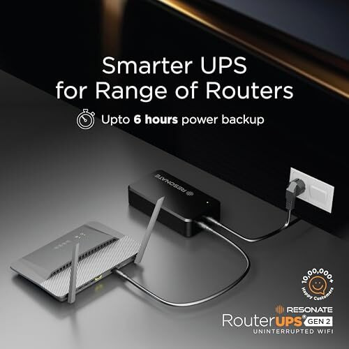 Resonate Routerups Gen2 | Original Router Ups For 12V Wifi Router & Modem (Supports Up To 2A) (7800Mah - 95% Longer Power Backup) | Compact Mini Ups With Intelligent Charging (Upto 6 Hrs Internet)