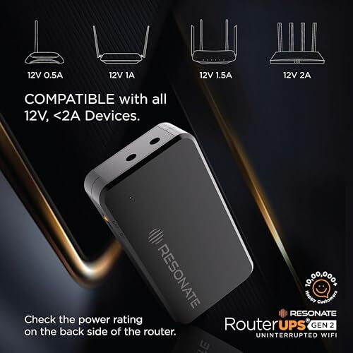 Resonate Routerups Gen2 | Original Router Ups For 12V Wifi Router & Modem (Supports Up To 2A) (7800Mah - 95% Longer Power Backup) | Compact Mini Ups With Intelligent Charging (Upto 6 Hrs Internet)