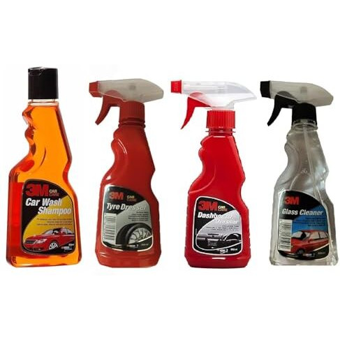 3M Car Cleaning Combo Kit | Shampoo | Dashboard Cleaner | Tyre Dresser | Glass Cleaner