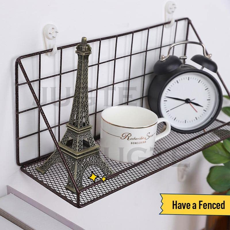 Jugte Metal Wall Mounted Floating Shelves Self-Adhesive Home Decor Shelf Wall Decoration Holder Decor Shelves Plant Display Racks For Bedroom, Living Room, Bathroom, Kitchen, Office, Black