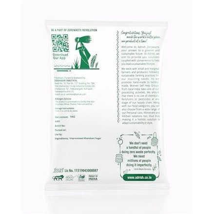 Adrish Zerowaste Organic Desi Khand (1Kg) - Unrefined Khandsari | Raw Khand | Unprocessed Sugarcane Khandsari Sugar | Khandsari Sugar | Chemical Free Khand | Pesticides Free Khandsari | Sulphur-Free Khand Sugar