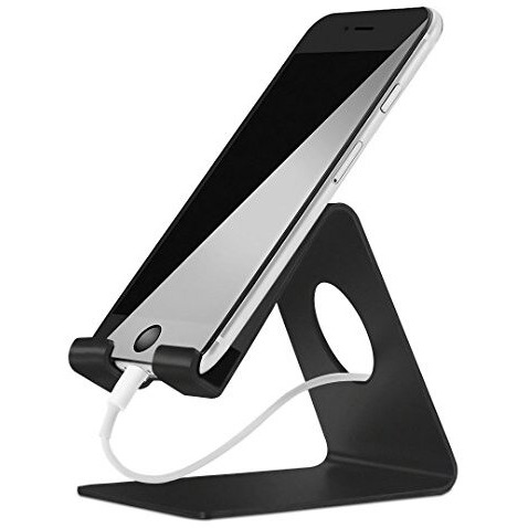 Elv Desktop Cell Phone Tabletop Stand, Tablet Stand, Aluminum Stand Holder For Mobile Phone And Tablet (Up To 10.1 Inch) - Black