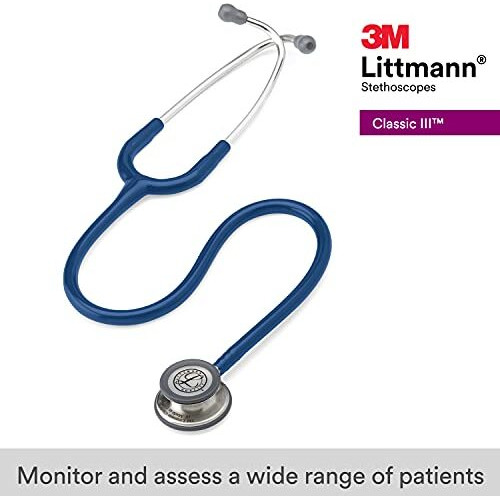 3M Littmann Classic Iii Monitoring Stethoscope, Navy Blue Tube, 27 Inch, 5622