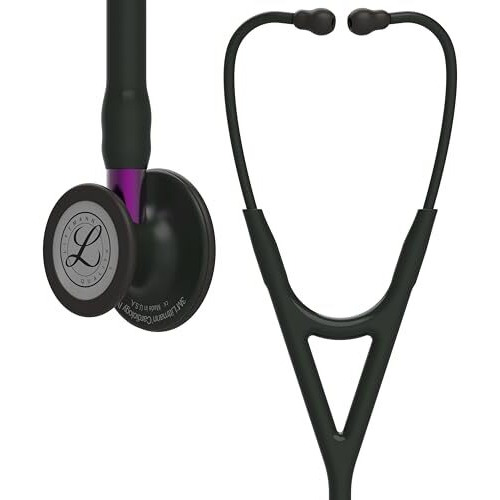 3M Littmann Cardiology Iv Diagnostic Stethoscope, Black-Finish Chestpiece, Black Tube, Violet Stem And Black Headset, 27 Inch, 6203