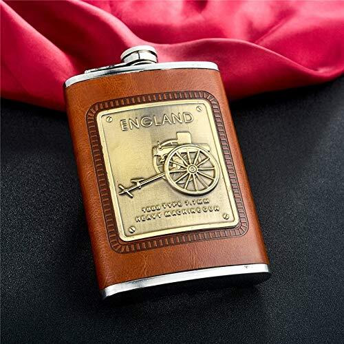 Menzy Stainless Steel And Stitched Leather Hip Flask 8 Oz (230 Ml), Wine Whiskey Vodka Alcohol Drinks Pocket Bottle For Men Women - Alcoholic Beverages Holder Liquor Flasks