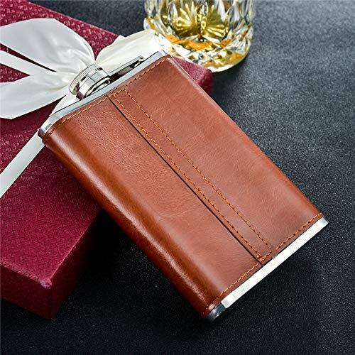 Menzy Stainless Steel And Stitched Leather Hip Flask 8 Oz (230 Ml), Wine Whiskey Vodka Alcohol Drinks Pocket Bottle For Men Women - Alcoholic Beverages Holder Liquor Flasks