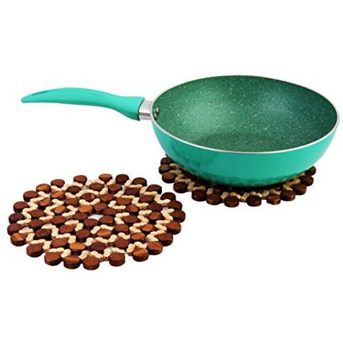 Hokipo Kitchen Bamboo Pan Pot Holder Heat Insulation Pad, Round 8 Inch Diameter, 2 Piece Set