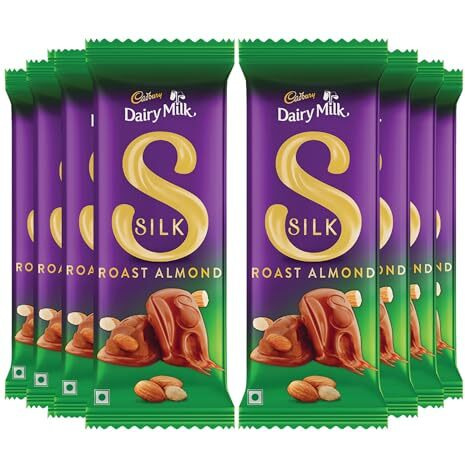 Cadbury Dairy Milk Silk Roast Almond Chocolate Bars, 58 G (Pack Of 8)