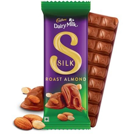Cadbury Dairy Milk Silk Roast Almond Chocolate Bars, 58 G (Pack Of 8)